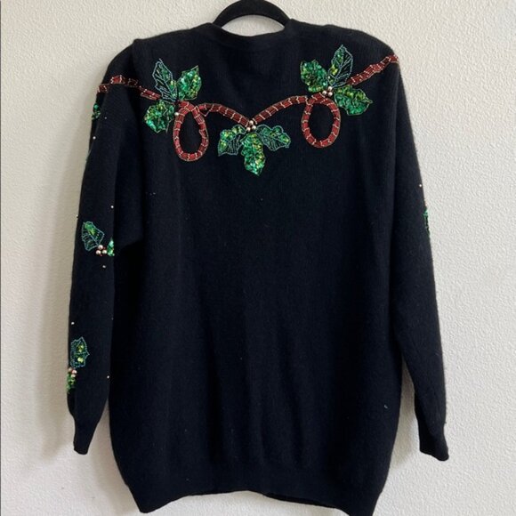 MARISA CHRISTINA CLASSIC Christmas Collection Embellished Cardigan Sweater 1994 - Picture 2 of 12